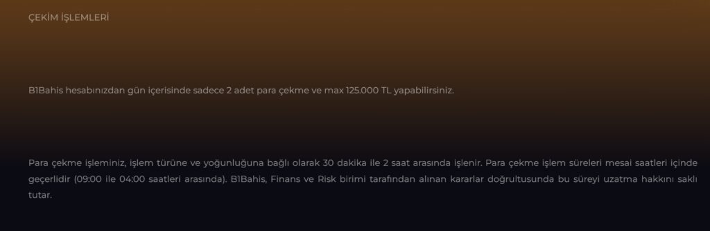 b1bahis para çekme seçenekleri